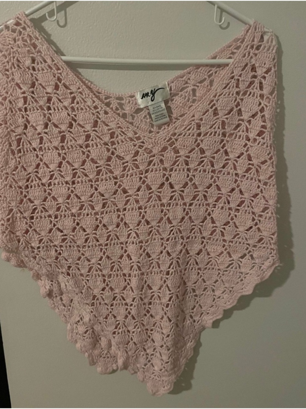 IMY Pink Crochet V-Neck Women's Poncho